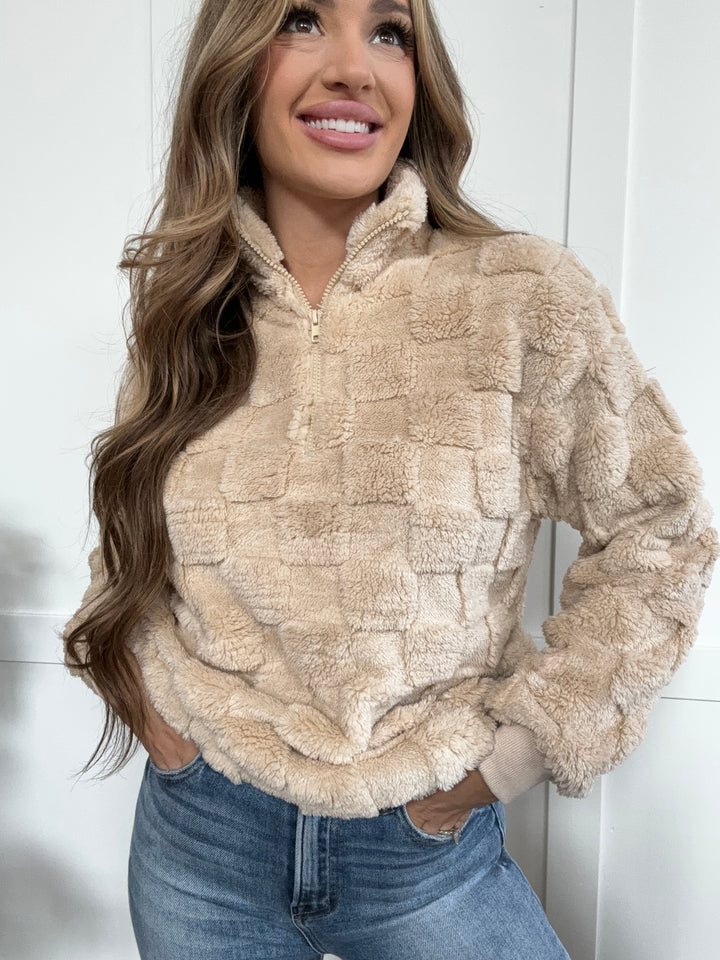 PREORDER: Snug & Stylish Fuzzy Quarter Zip Long Sleeve Sweatshirt