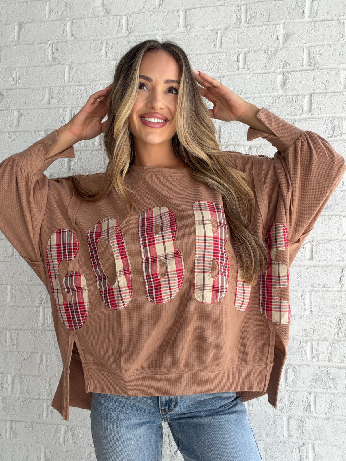 'GOBBLE' Patched Sweatshirt