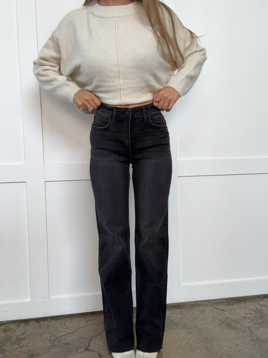 Flying Monkey High Rise Slim Black Denim Wide Leg Jeans