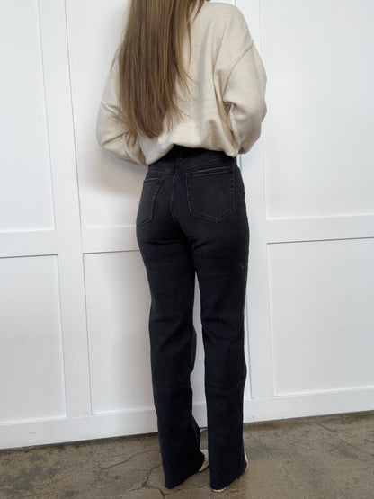 Flying Monkey High Rise Slim Black Denim Wide Leg Jeans