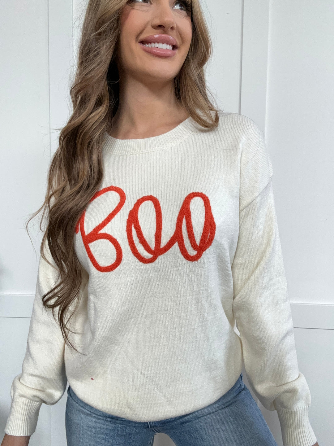 PREORDER: Boo-tiful Round Neck Long Sleeve Sweater