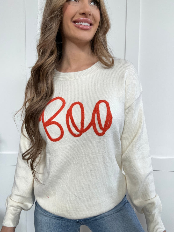 PREORDER: Boo-tiful Round Neck Long Sleeve Sweater