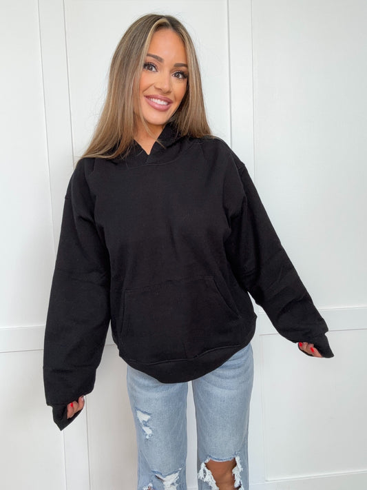 After Dusk Oversized Black Full Length Hoodie