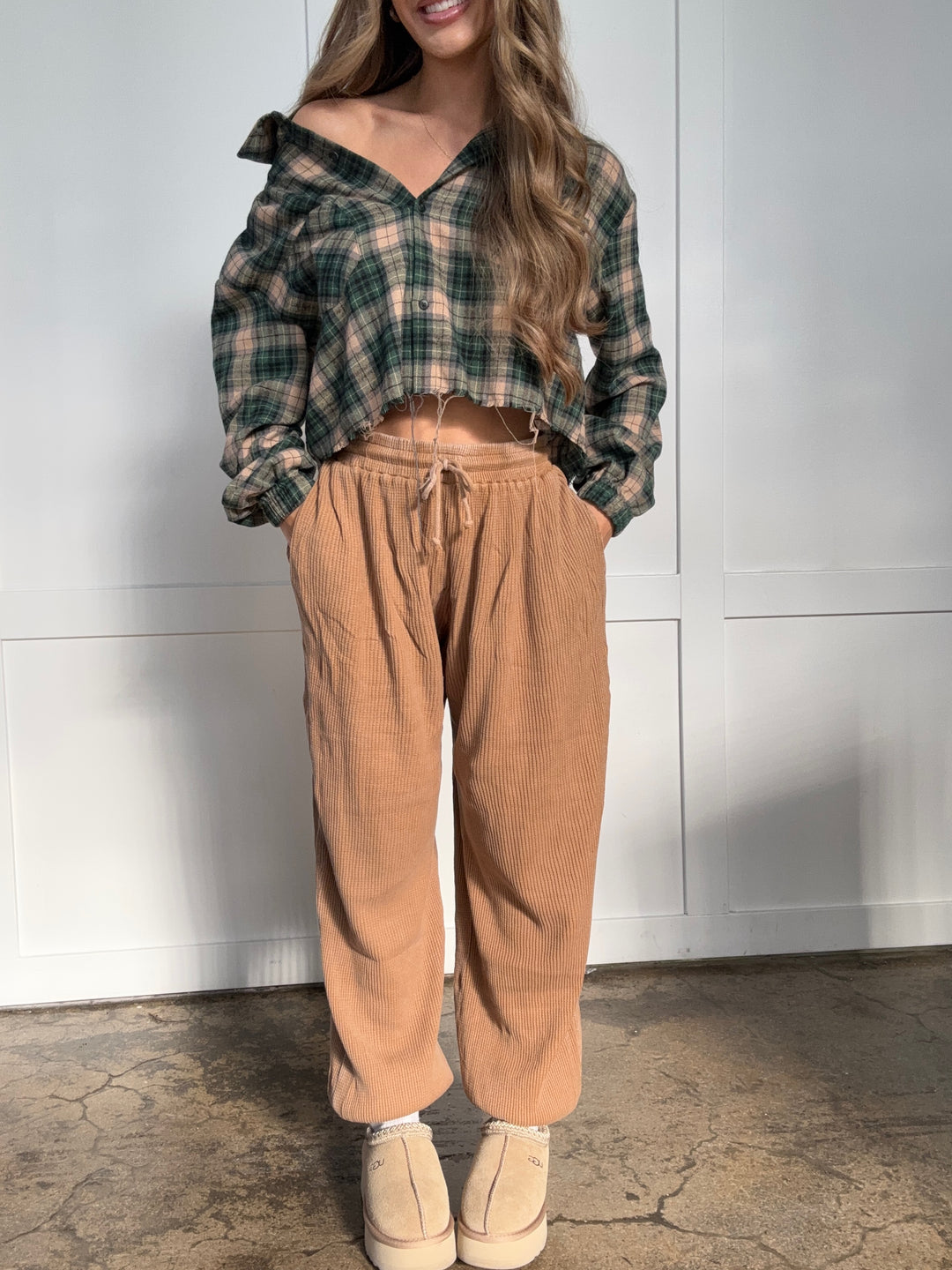 Shop Days Off Waffle Knit High Waisted Cotton Sweatpants online at Willow Boutique – best boutique for women’s fashion.