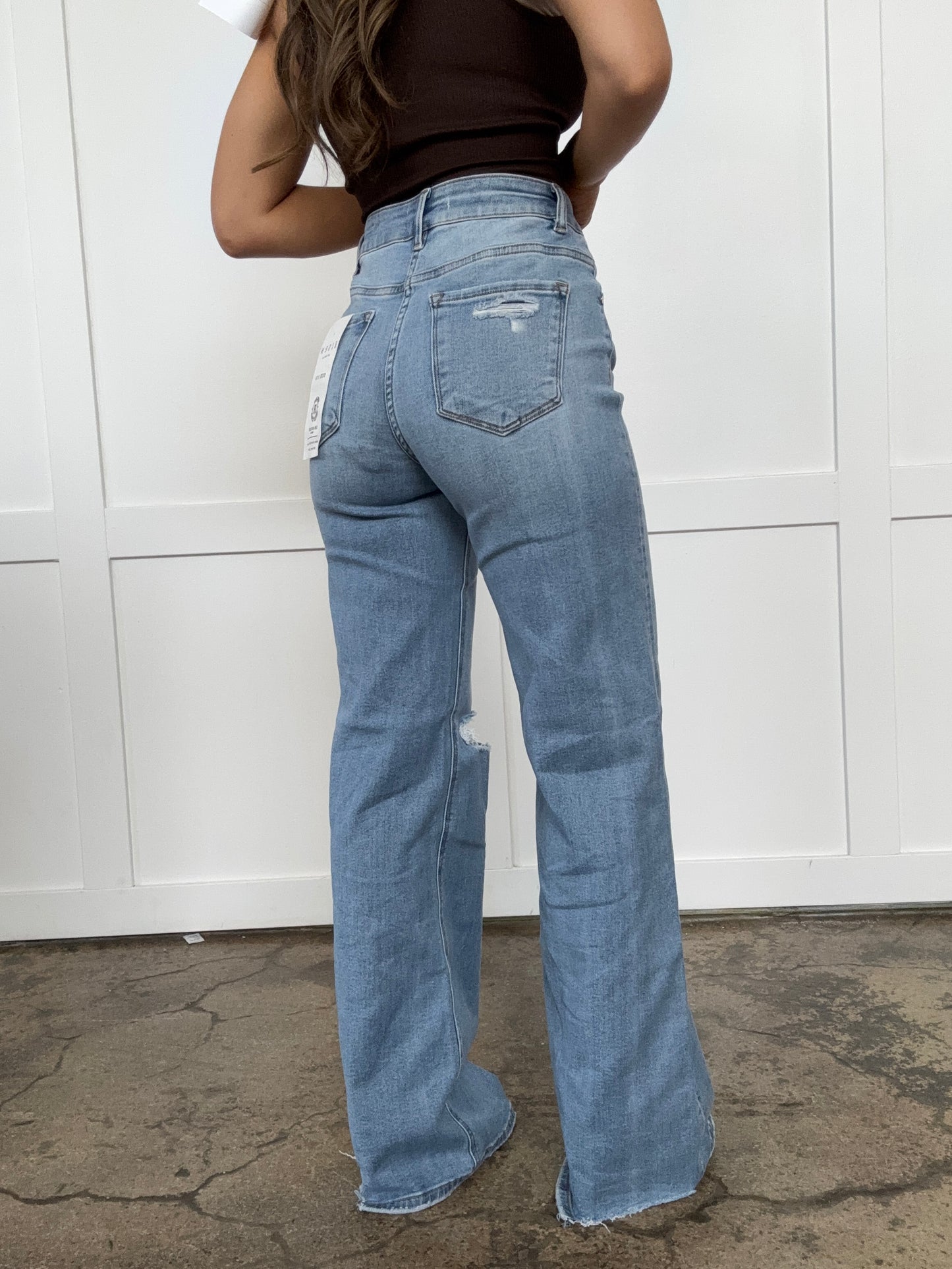 Miranda Risen Distressed Wide Leg Jeans