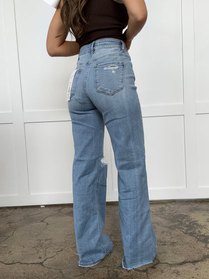 Miranda Risen Distressed Wide Leg Jeans