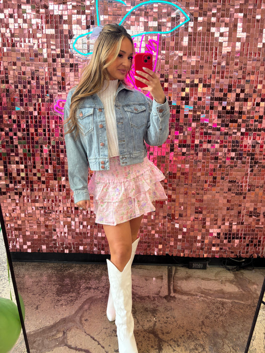 Aria Textured Ruffle Mini Skirt