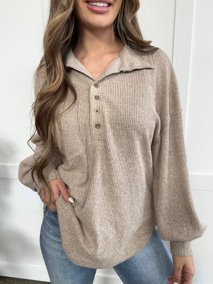 PREORDER: Autumn Aura Half Button Long Sleeve Top