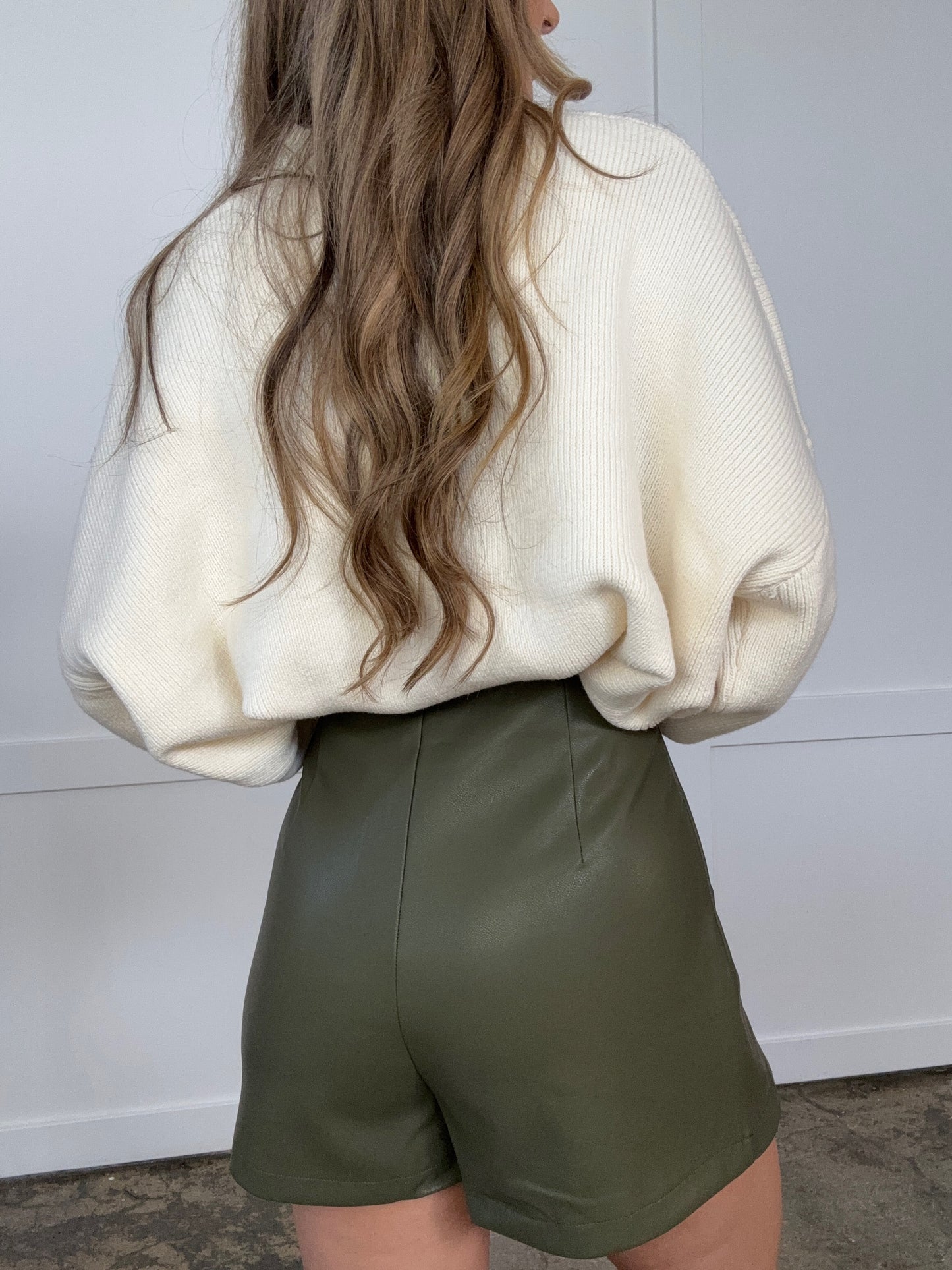 Call It Even Side Slit Leather Skorts