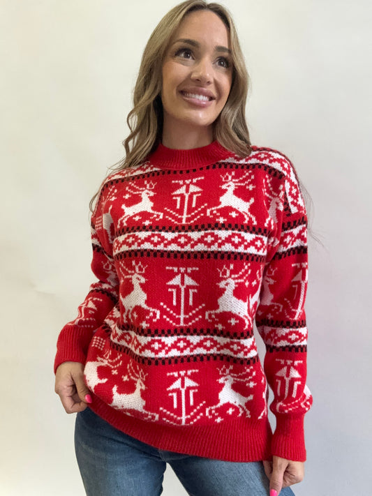 PREORDER: Holiday Snuggles Round Neck Long Sleeve Sweater