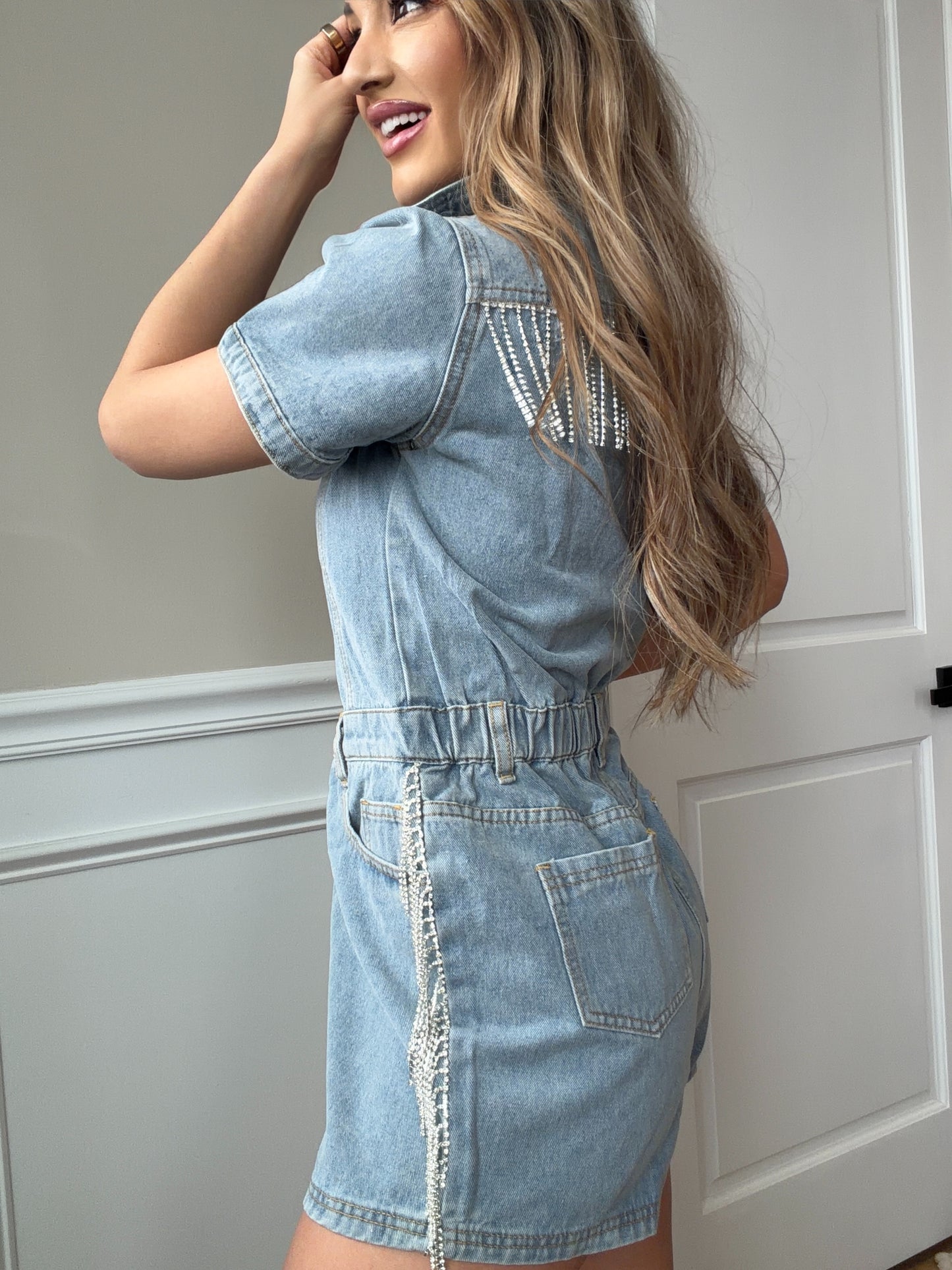 Midnight In Nashville Rhinestone Fringe Romper