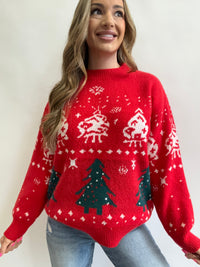 PREORDER: Frosted Cheer Round Neck Long Sleeve Sweater