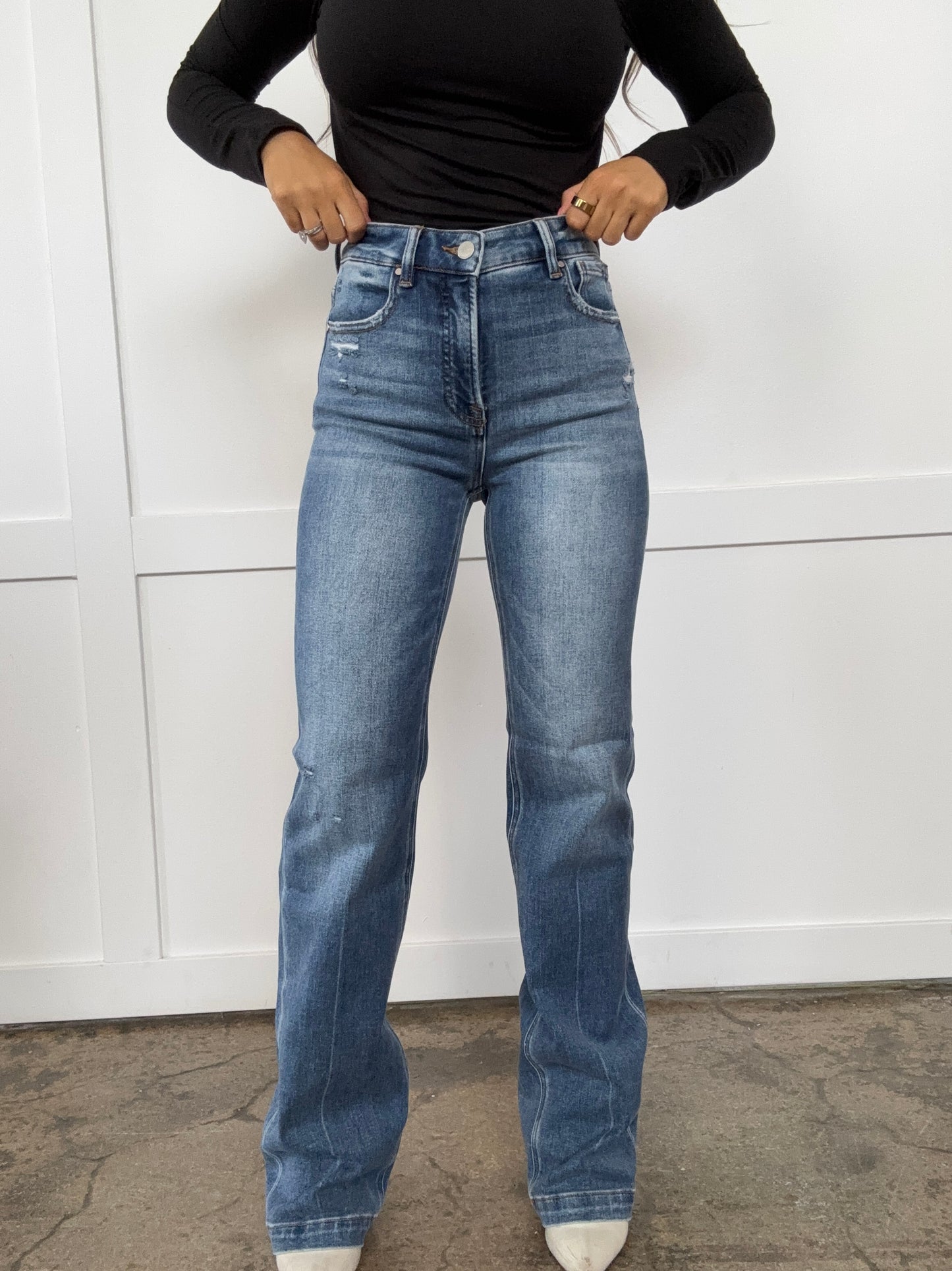 Kayla Risen Distressed Bootcut Jeans