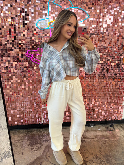 Shop Days Off Waffle Knit High Waisted Cotton Sweatpants online at Willow Boutique – best boutique for women’s fashion.