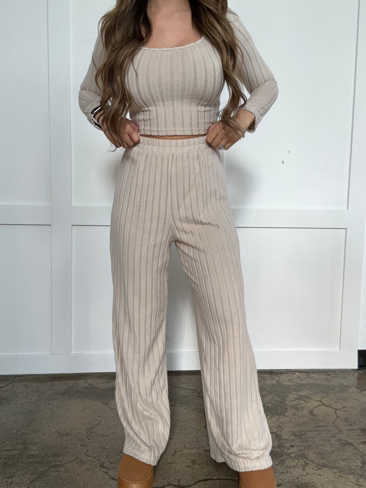 PREORDER: Sweet As Honey Scoop Neck Long Sleeve Top and Pants Set