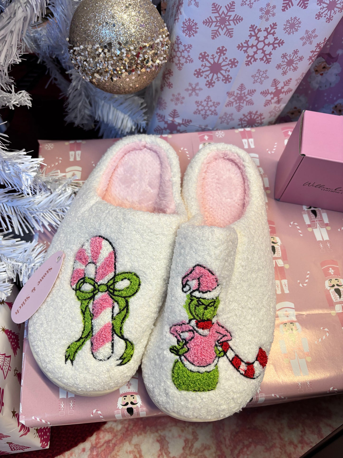 Shop Staying Home Christmas Slippers online at Willow Boutique – best boutique for women’s fashion.