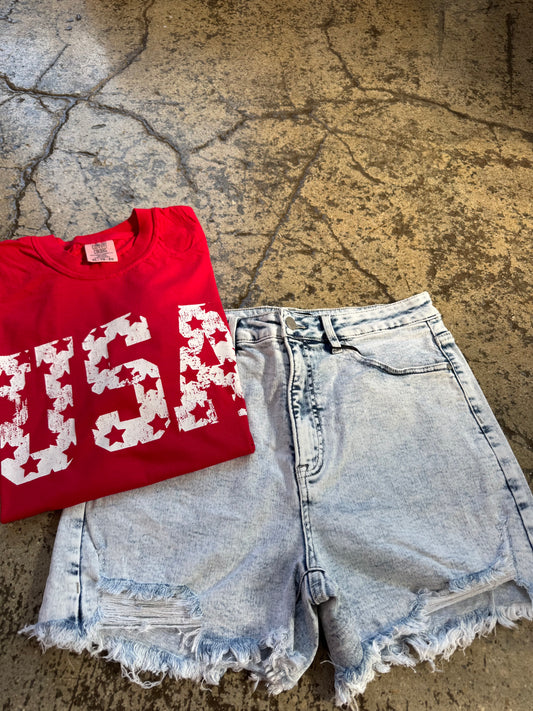 Buy our "All American Shorts Bundle (1 Risen Short + 1 Graphic Tee)" online – Willow Boutique Clothing. Shop stylish All American Shorts Bundle (1 Risen Short + 1 Graphic Tee) today.