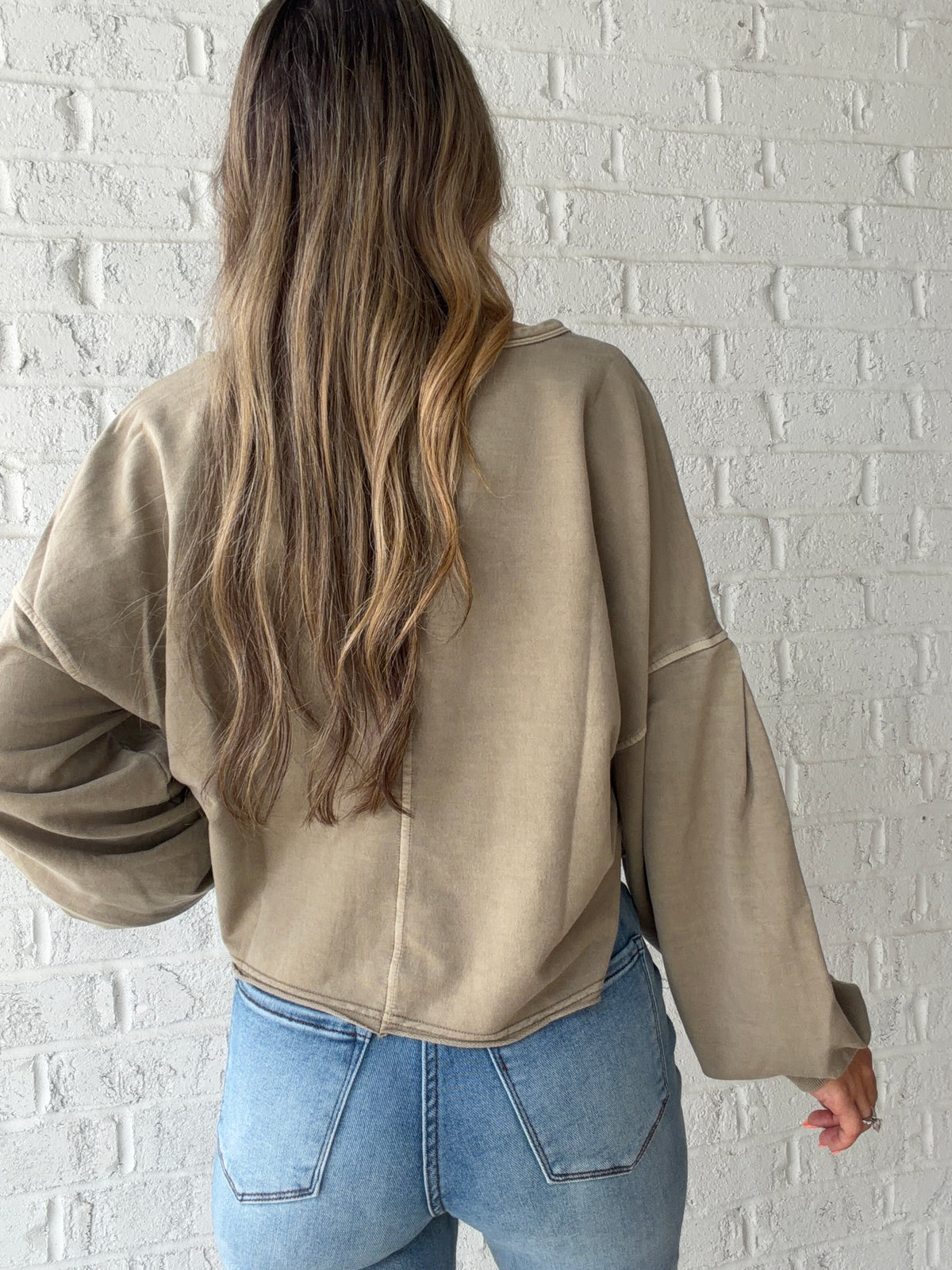Ella Notch Neck Long Sleeve Crop Top