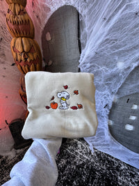 Autumn Leaves & Pumpkin Snoopy Please Embroidered Crewneck