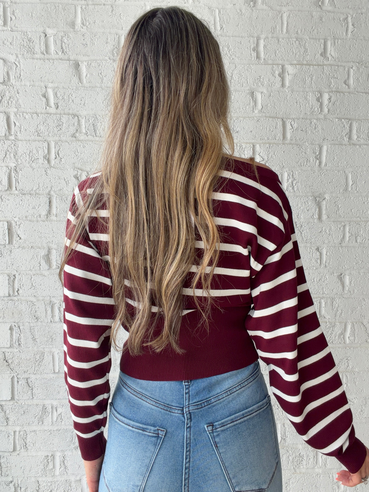 City Muse Boat Neck Striped Sweater