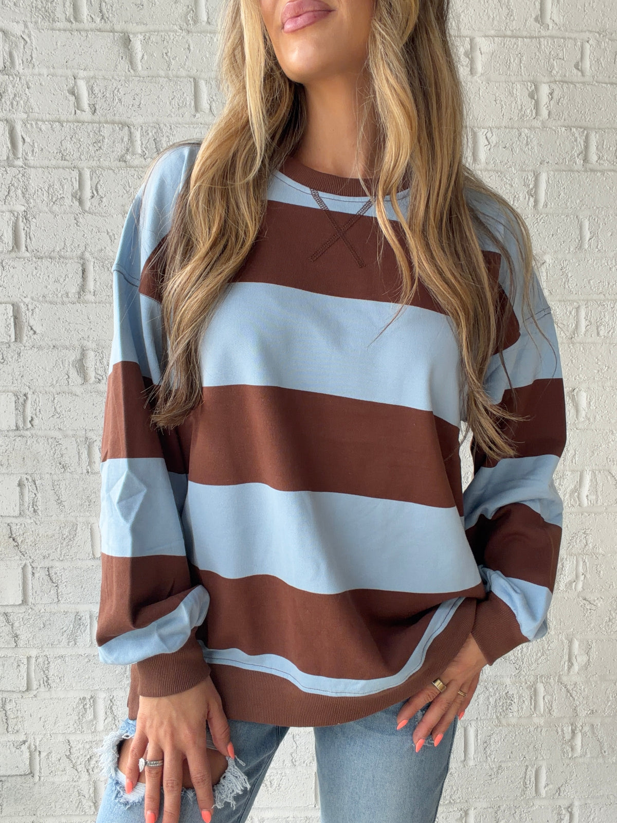 Cocoa Coast Oversized Striped Knit Top