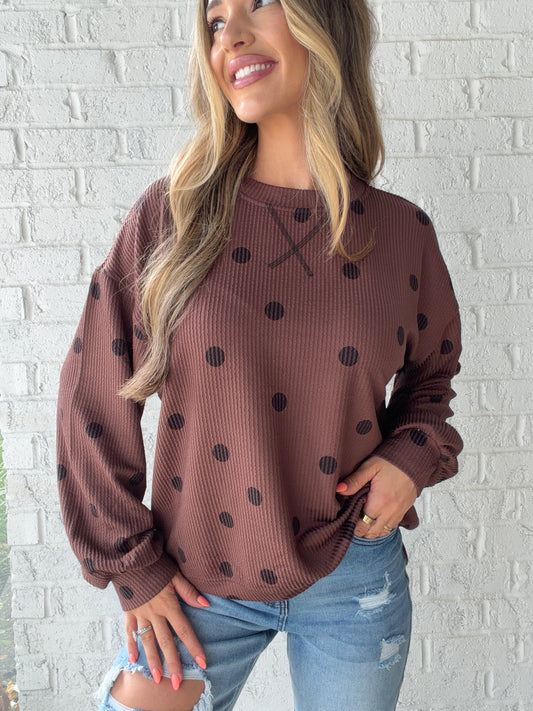 Spot On Textured Polka Dot Knit Top