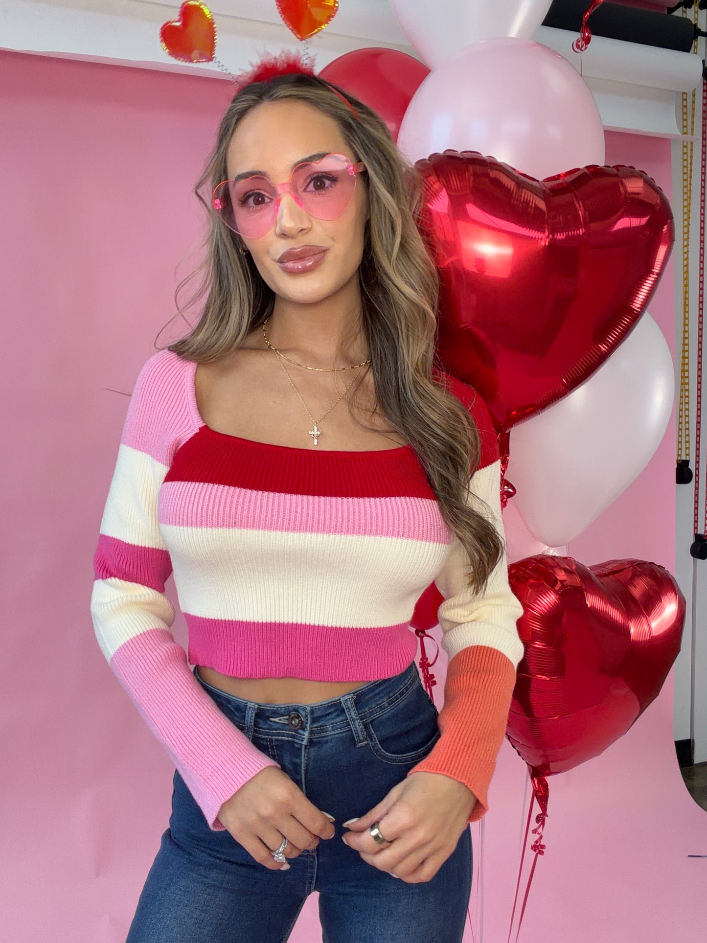 Candy Corn Square Neck Sweater Top