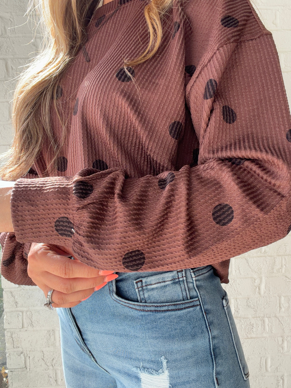 Spot On Textured Polka Dot Knit Top