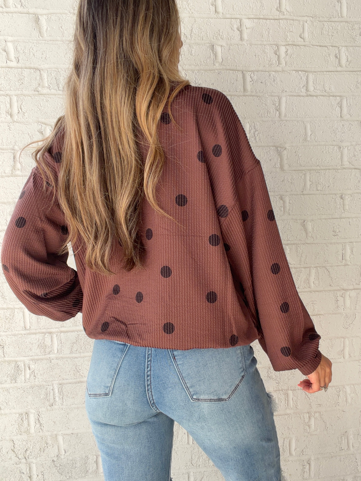 Spot On Textured Polka Dot Knit Top