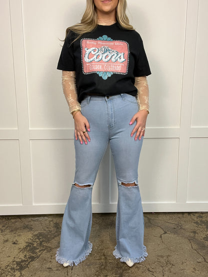 Buy our "Farrah Denim Distressed High Waisted Flares - Light Wash" online – Willow Boutique Clothing. Shop stylish Farrah Denim Distressed High Waisted Flares - Light Wash today.