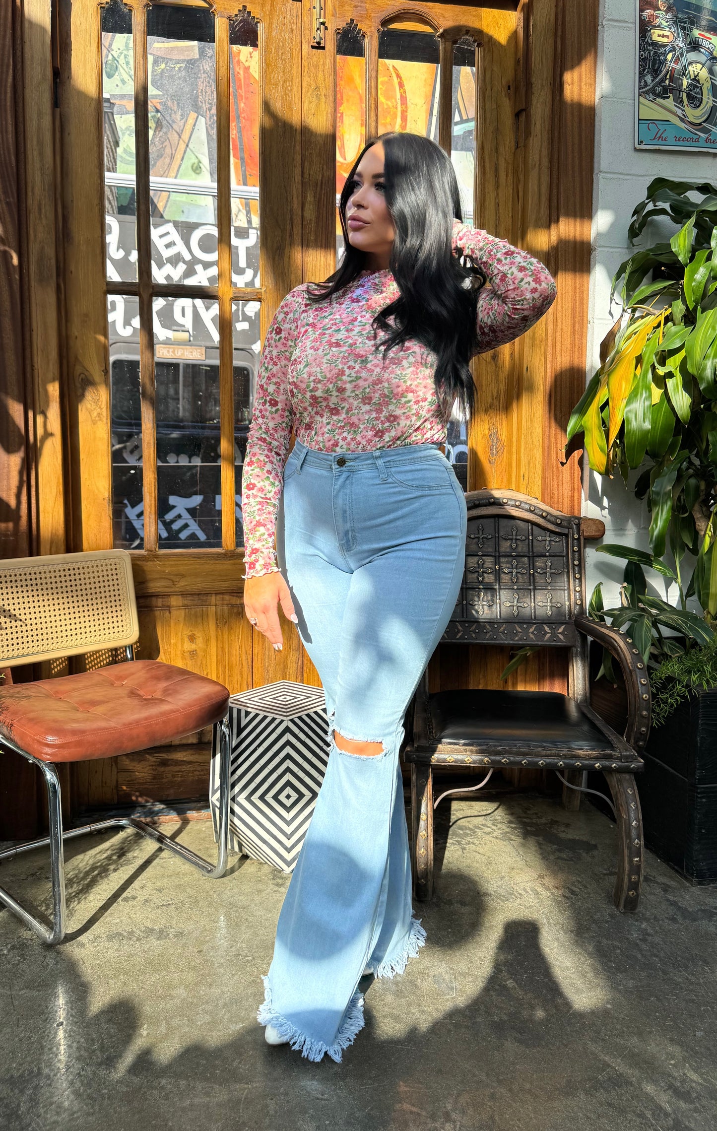 Buy our "Farrah Denim Distressed High Waisted Flares - Light Wash" online – Willow Boutique Clothing. Shop stylish Farrah Denim Distressed High Waisted Flares - Light Wash today.