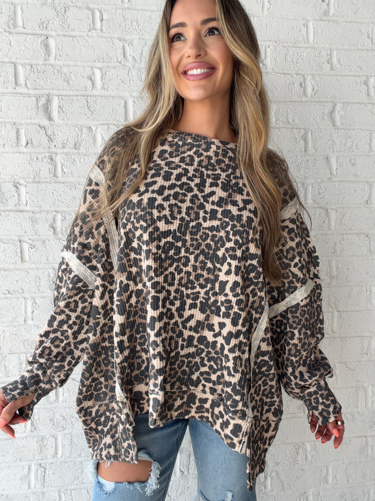 Wild Terrain Oversized Leopard Thermal Top