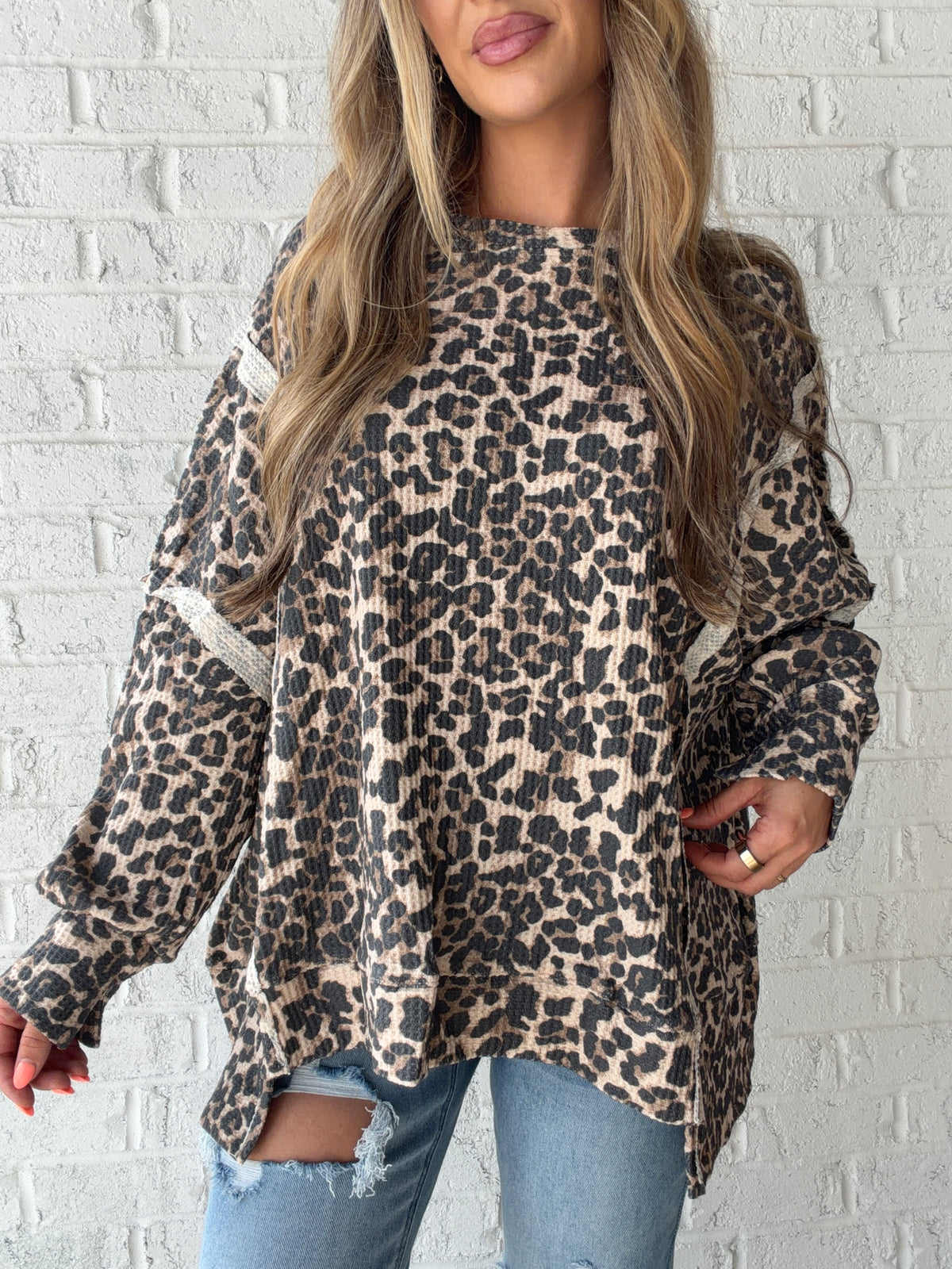 Wild Terrain Oversized Leopard Thermal Top