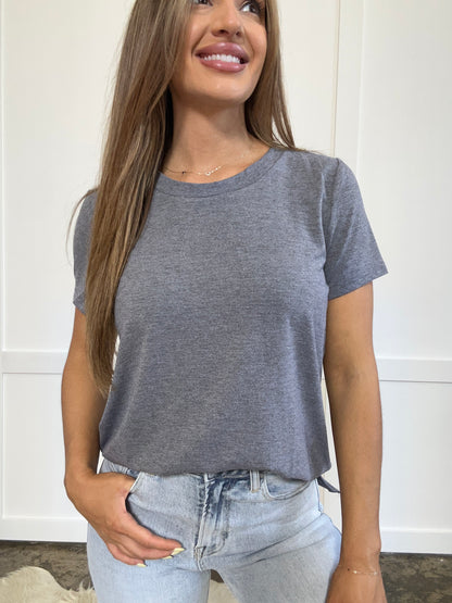 Buy our "Renee Round Neck Short Sleeve T-Shirt" online – Willow Boutique Clothing. Shop stylish Renee Round Neck Short Sleeve T-Shirt today.