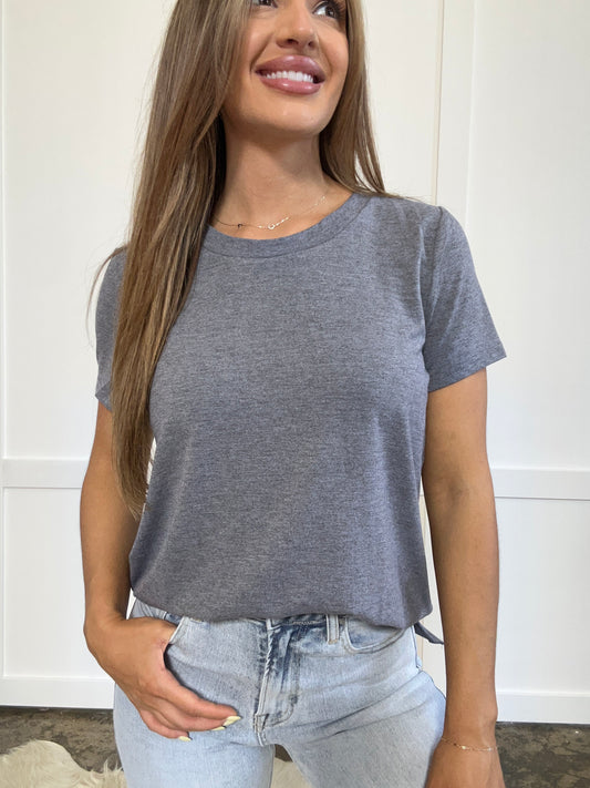 Buy our "Renee Round Neck Short Sleeve T-Shirt" online – Willow Boutique Clothing. Shop stylish Renee Round Neck Short Sleeve T-Shirt today.
