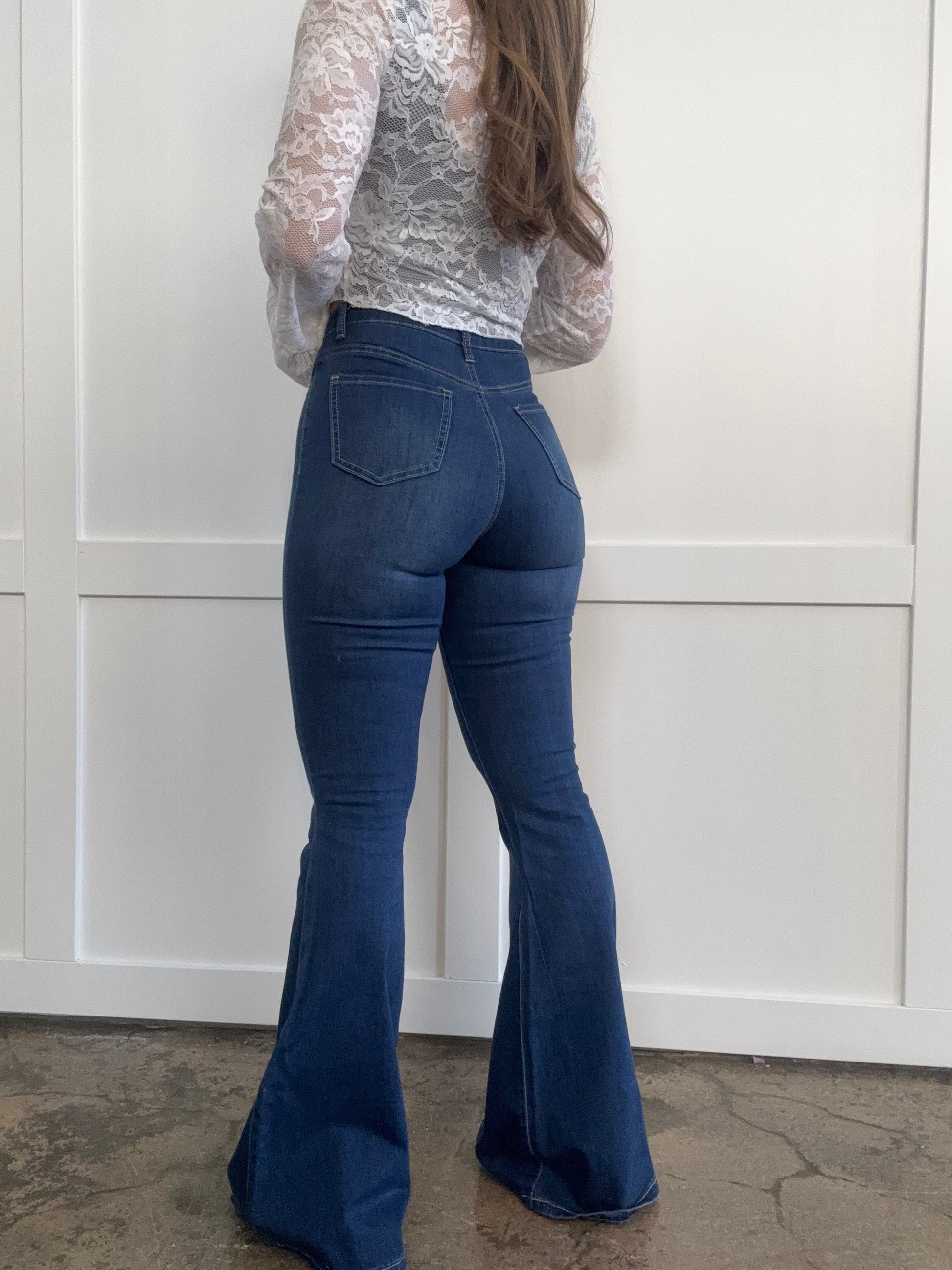 Buy our "IMPERFECT of Fiona High Waisted Bell Bottom Flare Jeans - Medium Wash" online – Willow Boutique Clothing. Shop stylish IMPERFECT of Fiona High Waisted Bell Bottom Flare Jeans - Medium Wash today.