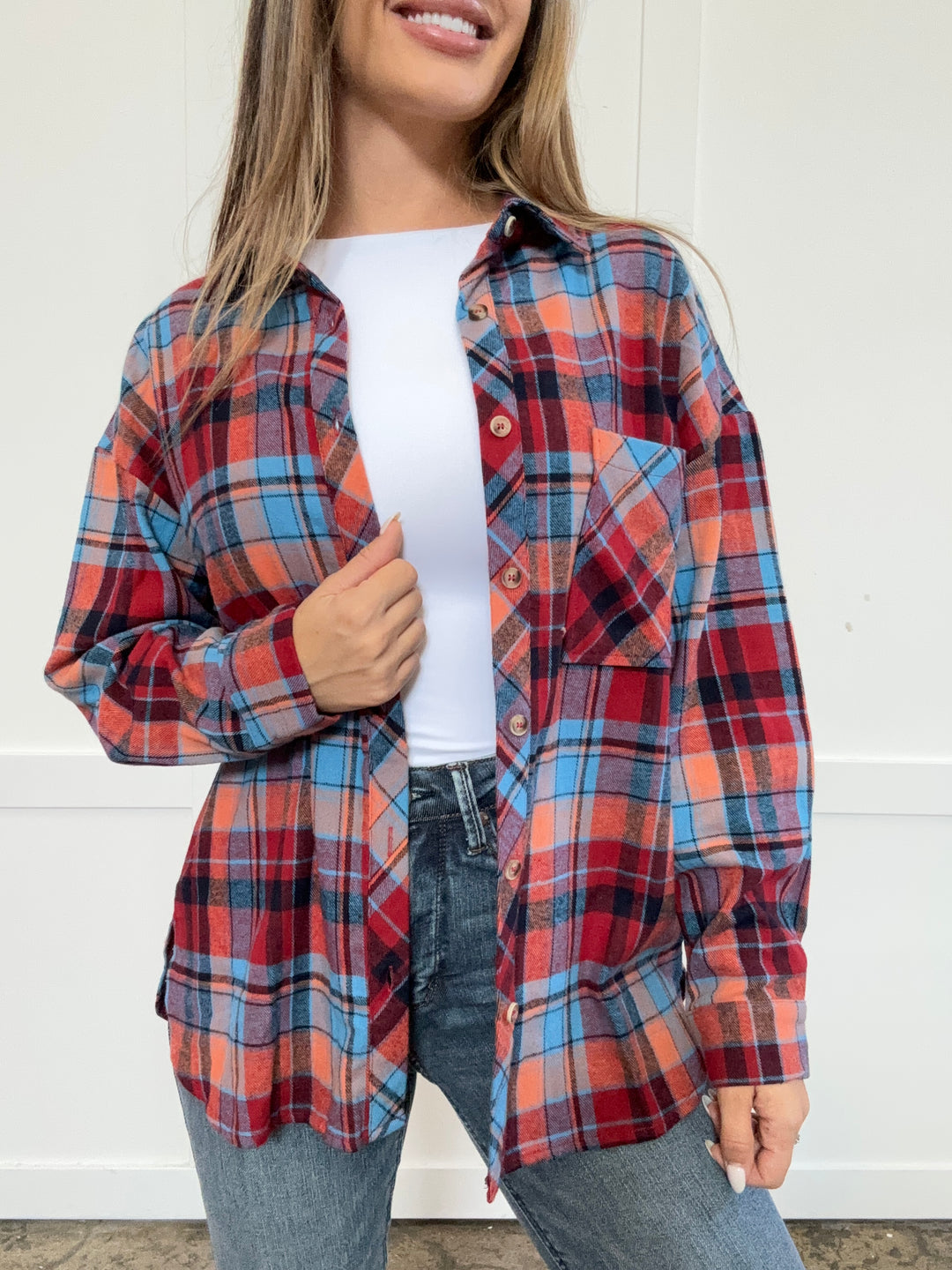 PREORDER: Crisp Twilight Plaid Collared Neck Long Sleeve Shirt