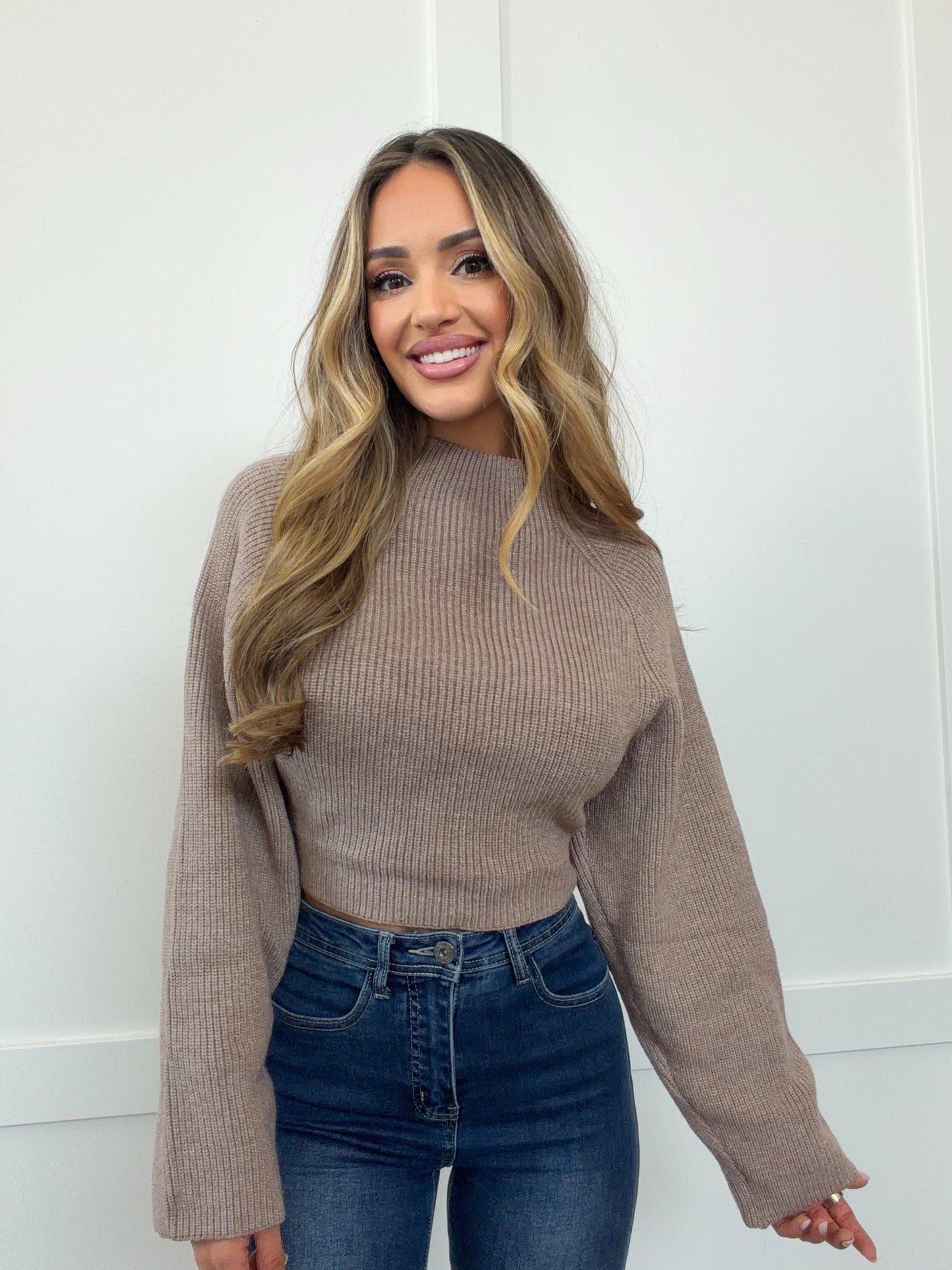 Sasha Open Back Mock Neck Sweater