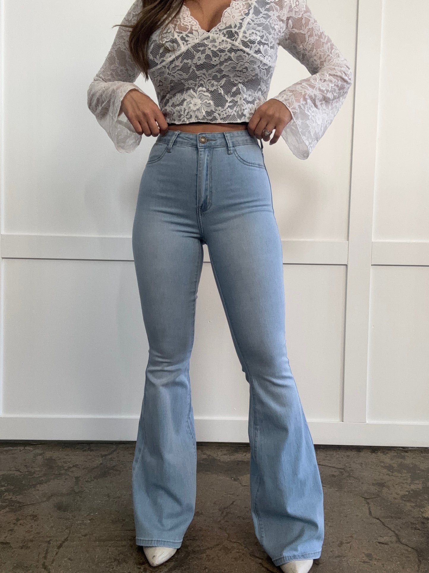 Buy our "Fiona High Waisted Bell Bottom Flare Jeans - Light Wash" online – Willow Boutique Clothing. Shop stylish Fiona High Waisted Bell Bottom Flare Jeans - Light Wash today.