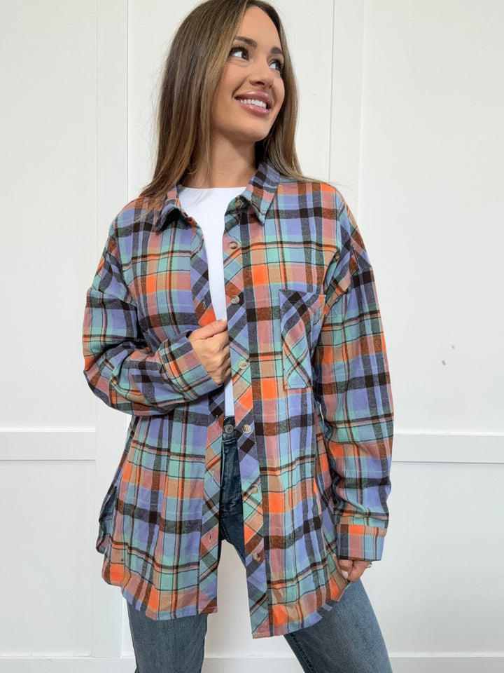 PREORDER: Crisp Twilight Plaid Collared Neck Long Sleeve Shirt