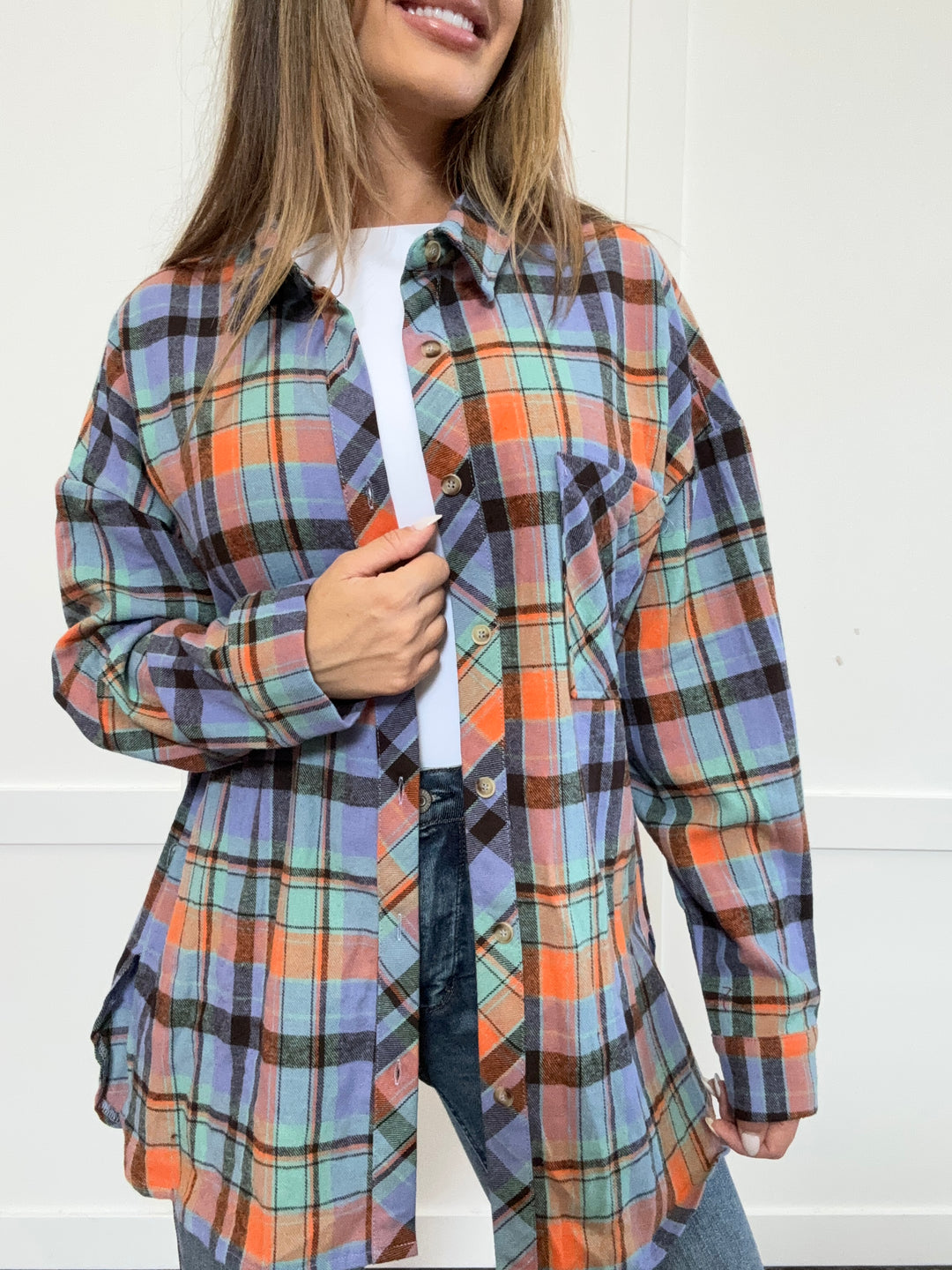 PREORDER: Crisp Twilight Plaid Collared Neck Long Sleeve Shirt