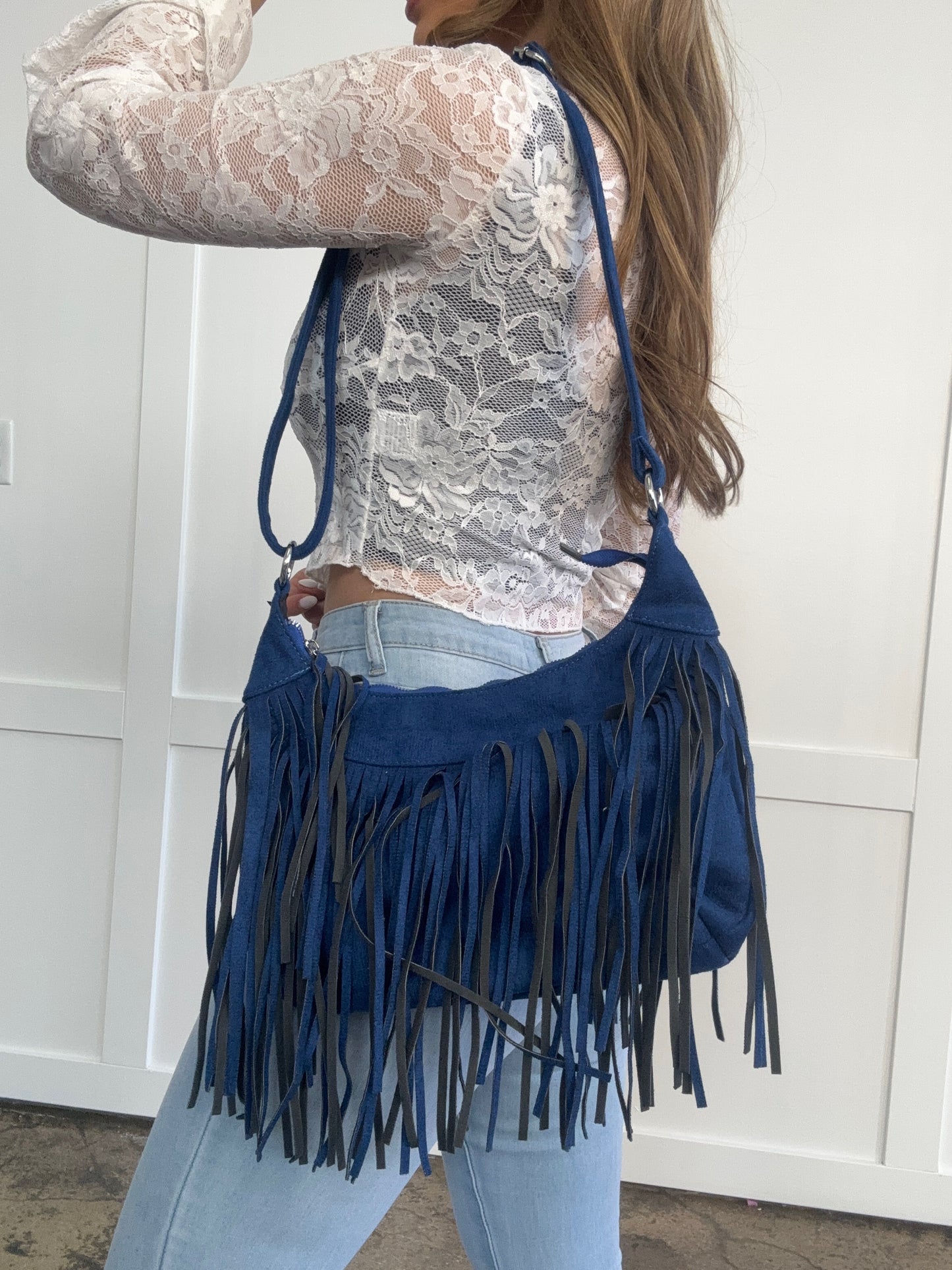 Everleigh Suede Fringe Shoulder Bag