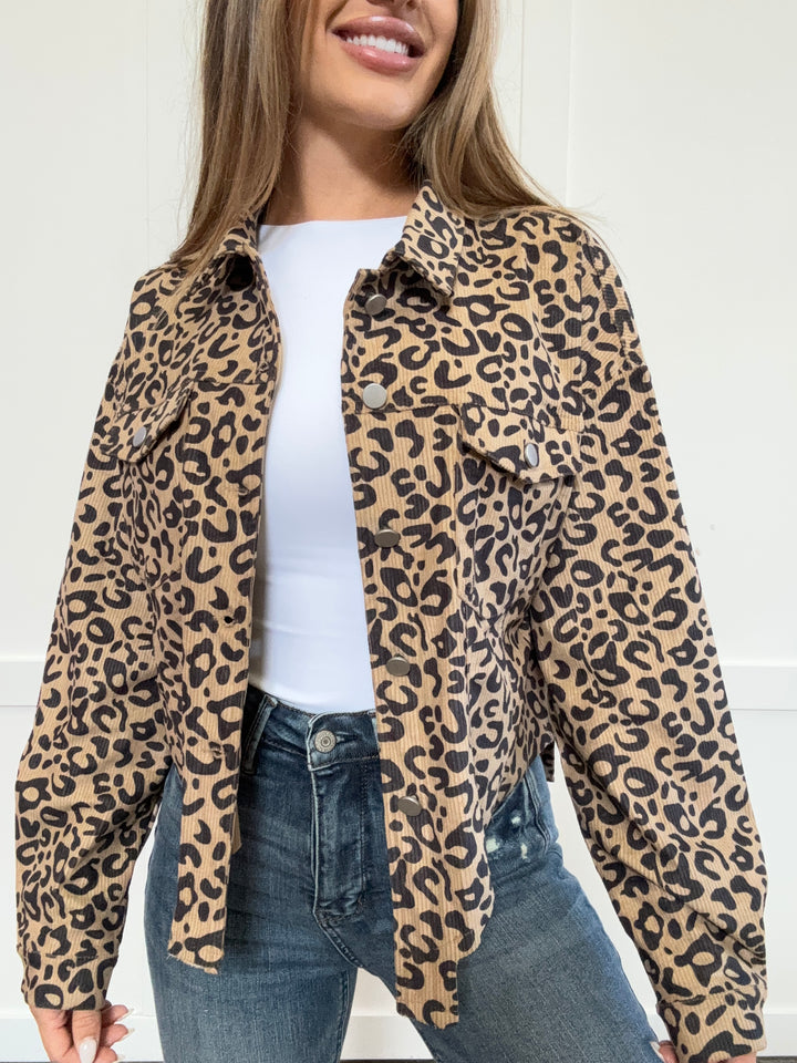 PREORDER: Leopard Luxe Button Down Long Sleeve Jacket