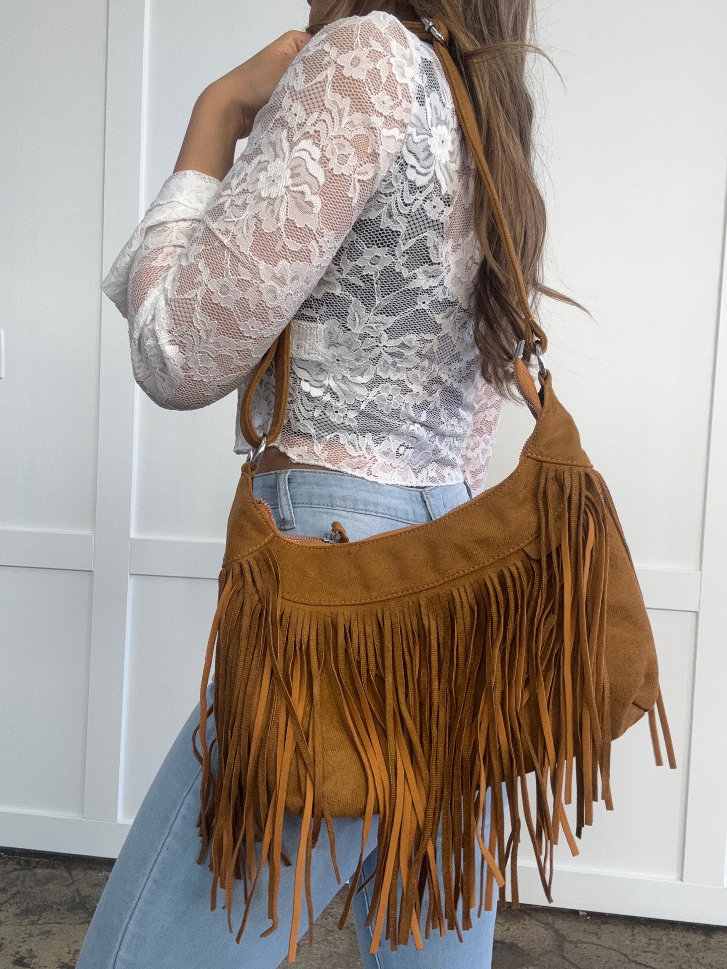 Everleigh Suede Fringe Shoulder Bag