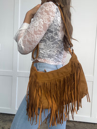 Everleigh Suede Fringe Shoulder Bag