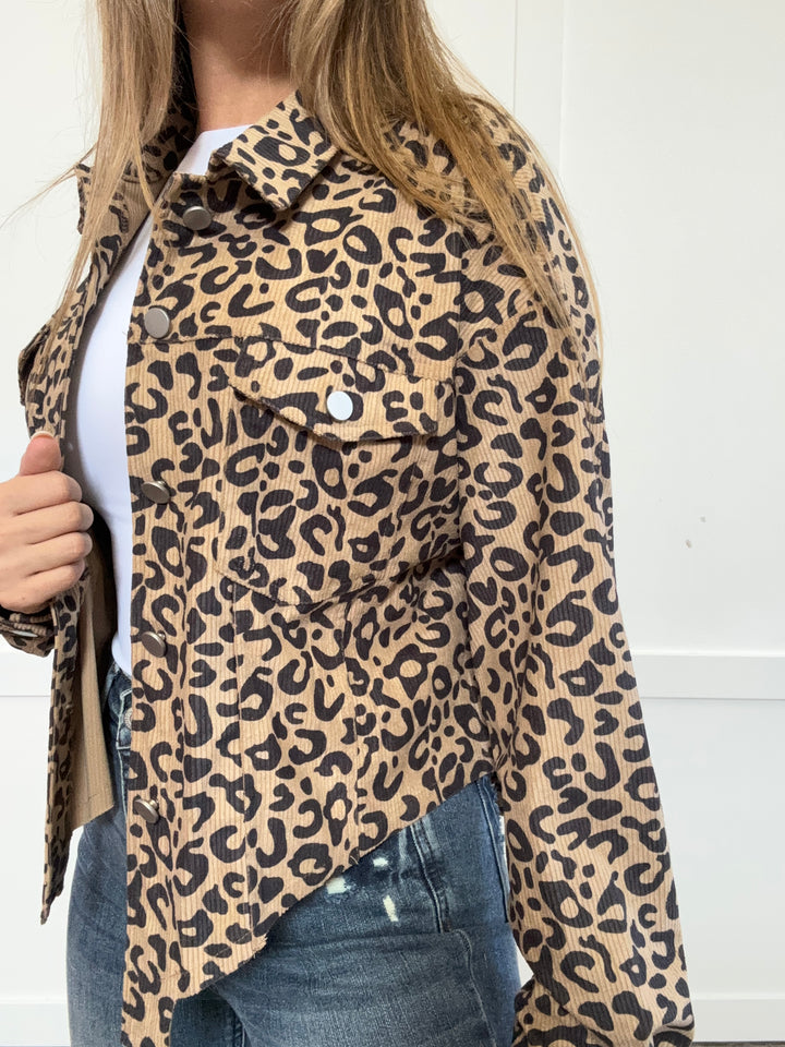 PREORDER: Leopard Luxe Button Down Long Sleeve Jacket