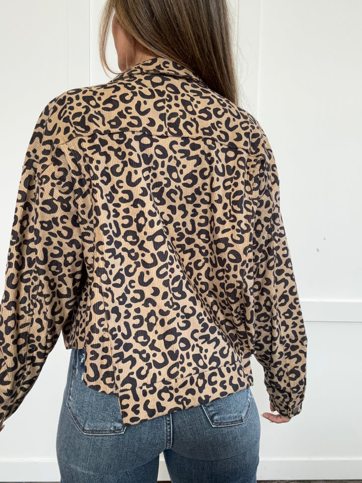 PREORDER: Leopard Luxe Button Down Long Sleeve Jacket