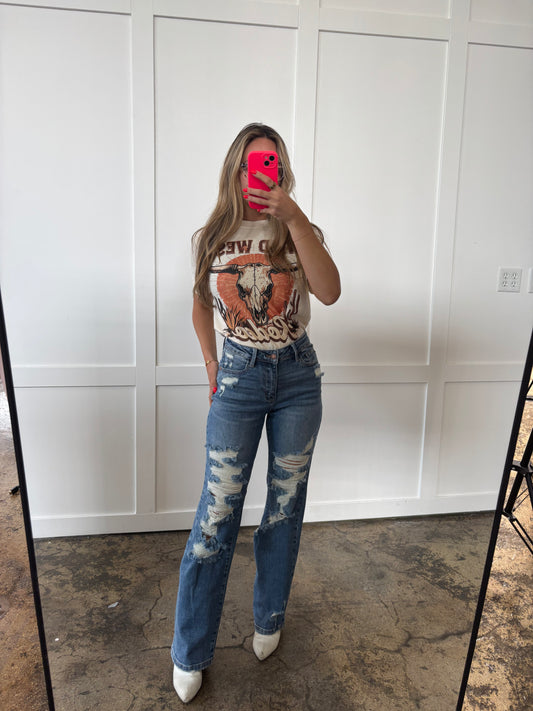 Lori Judy Blue High Waist Straight Leg Jeans