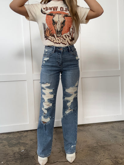 Lori Judy Blue High Waist Straight Leg Jeans