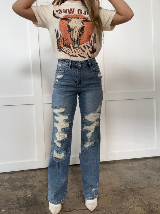 Lori Judy Blue High Waist Straight Leg Jeans